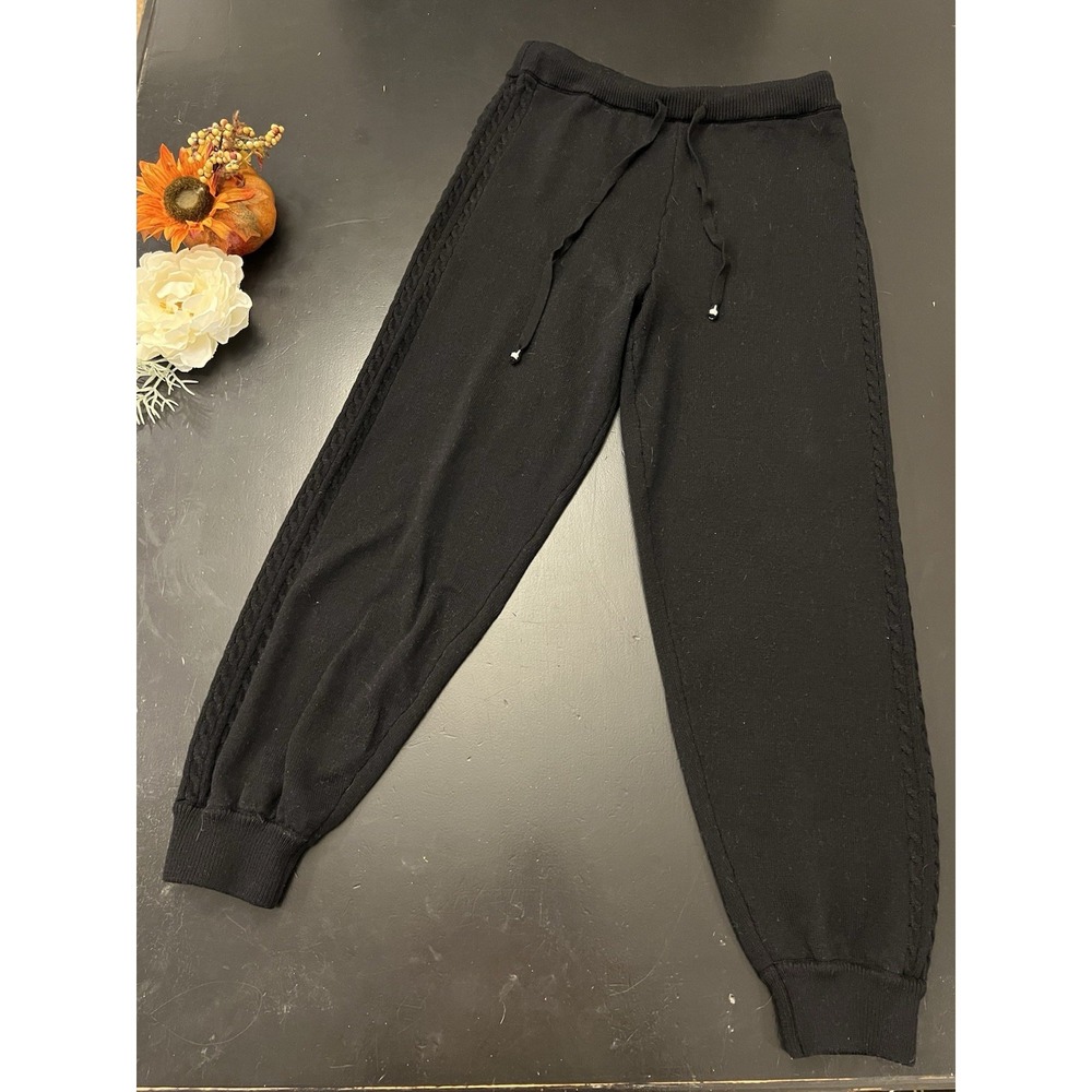 Calligraphie Black Cable Knit Stripe Jogger Sweater Sweatpants Sz L